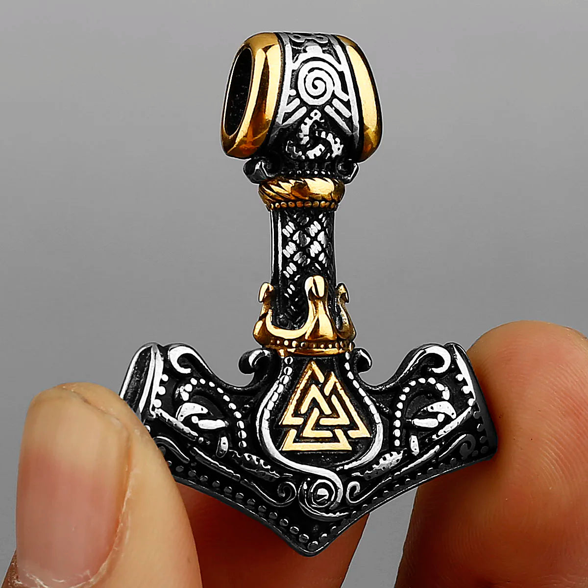 Nordic Mjolnir Valknut Rune Necklace Men's Amulet Pendant Stainless Steel Viking Scandinavian Vienna Pendant Necklace Gift