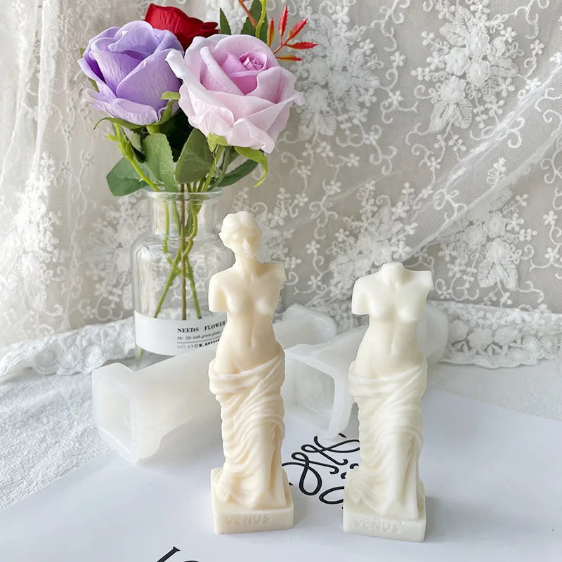 3D Roman Column Candle Mold Ancient Pillar Silicone Mold DIY Venus Portrait Scented Candle Body Plaster Silicone Mold Home Decor