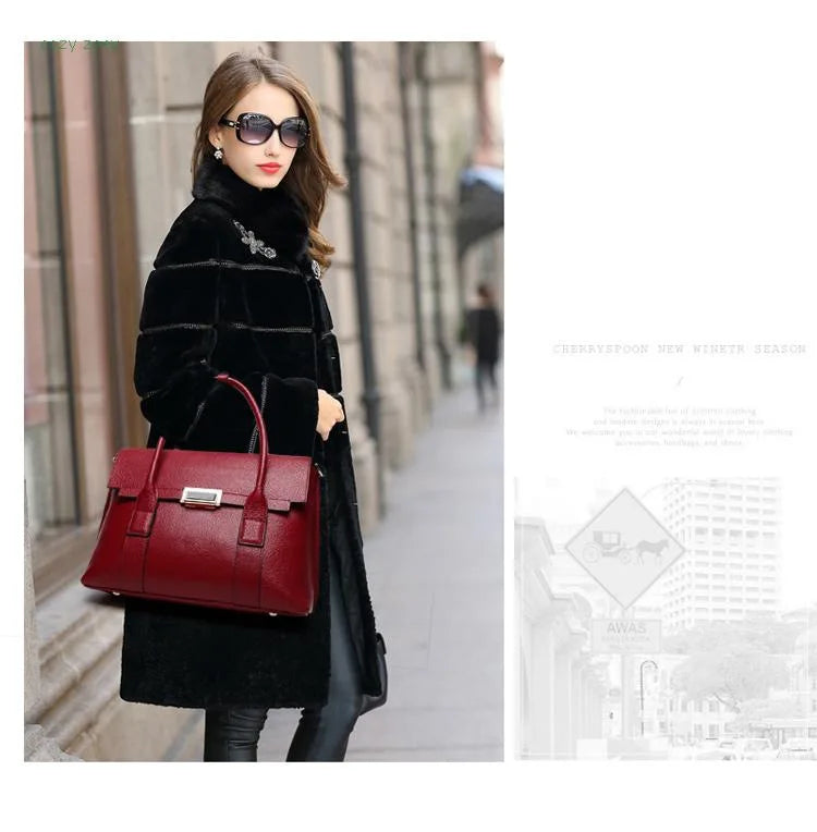 2025 New Genuine Leather Briefcase Women Handbags Large Capacity Ladies Fashion Cowhide Shoulder Messenger Bags Portable...