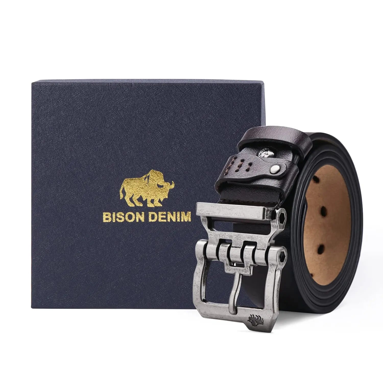 BISON DENIM Men Belts Male Business Leather Belt Mens Genuine Leather Strap Luxury Brand Pin Buckle Fancy Vintage Belt For Jeans - Kimlud