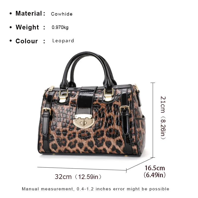 Aidrani A Trendy Leopard Print WOMEN'S Handbag Made of Glossy Material Waterproof and Scratch Resistant Technology and High-qua