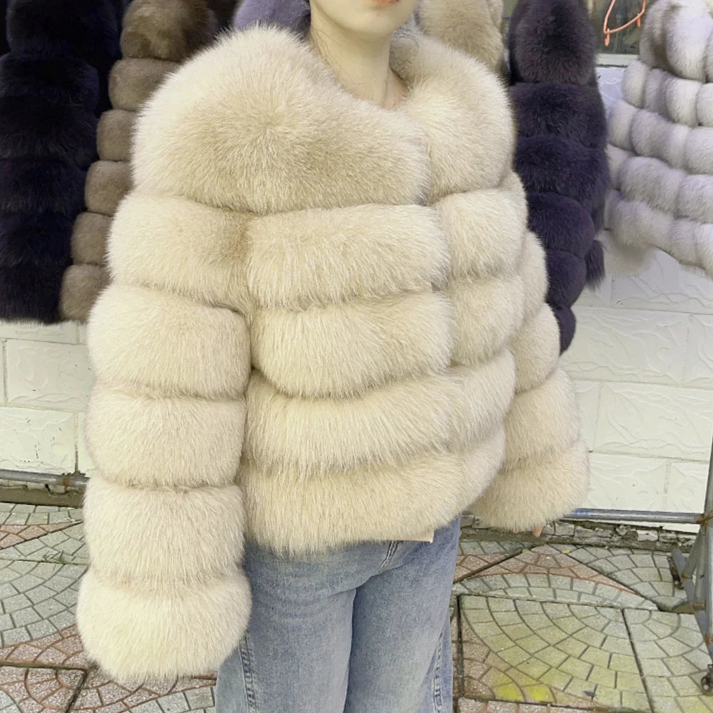 QUEENTINA Fox Fur Coat Real Winter Women'S New Fashion Furry 2025 Leather And Skin White Clothing Natural New In Coats & Jackets