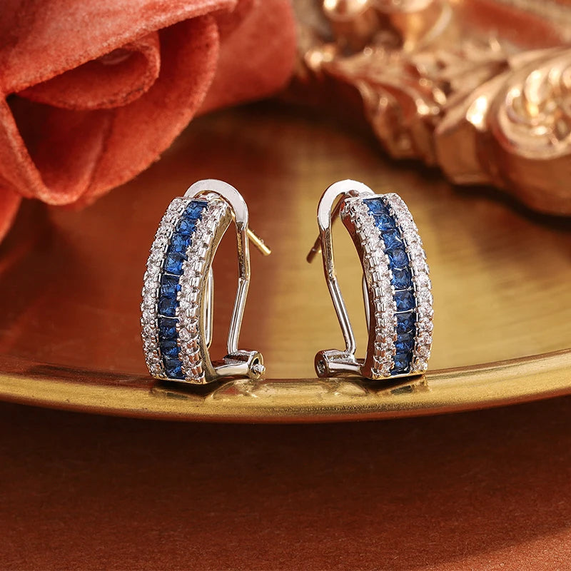 Exquisite Earrings for Women, High-quality Blue Zircon Earrings, Anniversary Gifts, Engagement Earrings, Party Jewelry |...