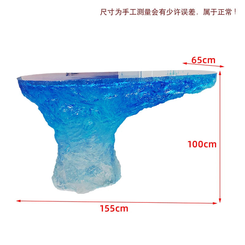 Premium Light Luxury Transparent Resin Hotel Front Desk Restaurant Villa Kitchen Partition Luminous Crystal Glacier Island Table