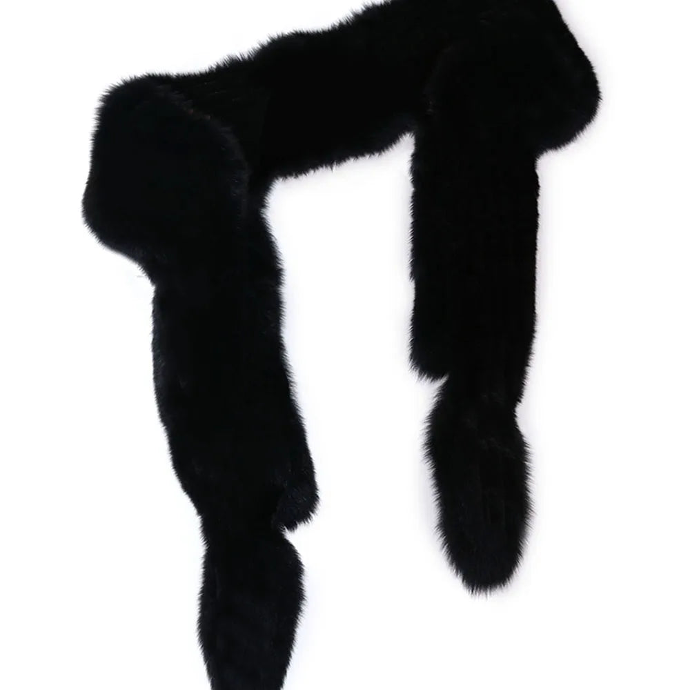 YOLOAgain 2025 Winter Warm Luxury Real Fox Fur Scarf Women Natural Fox Fur Scarf Shawl Female