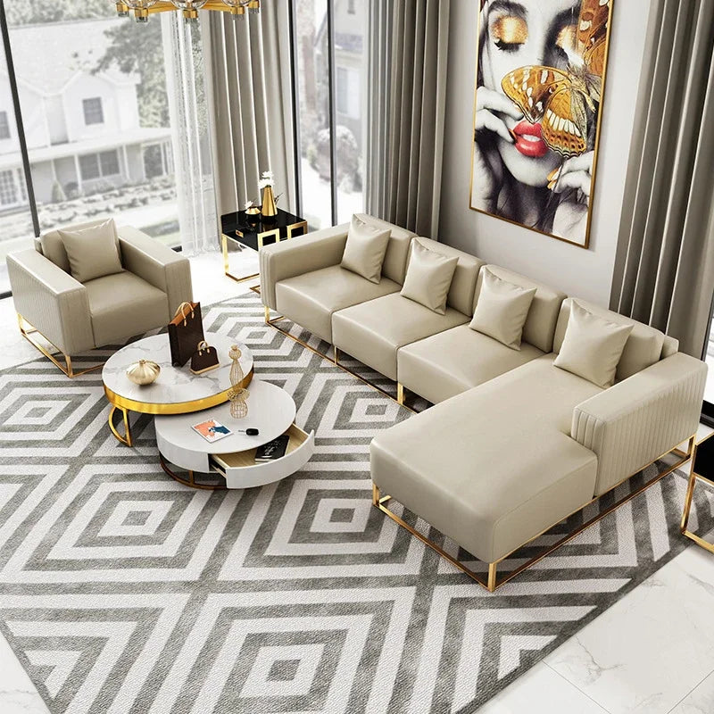 A Modern Design Corner Leather Couch Living Room Sofas Set Modular Home Furniture Sectional L Shaped Luxury Sofa |...