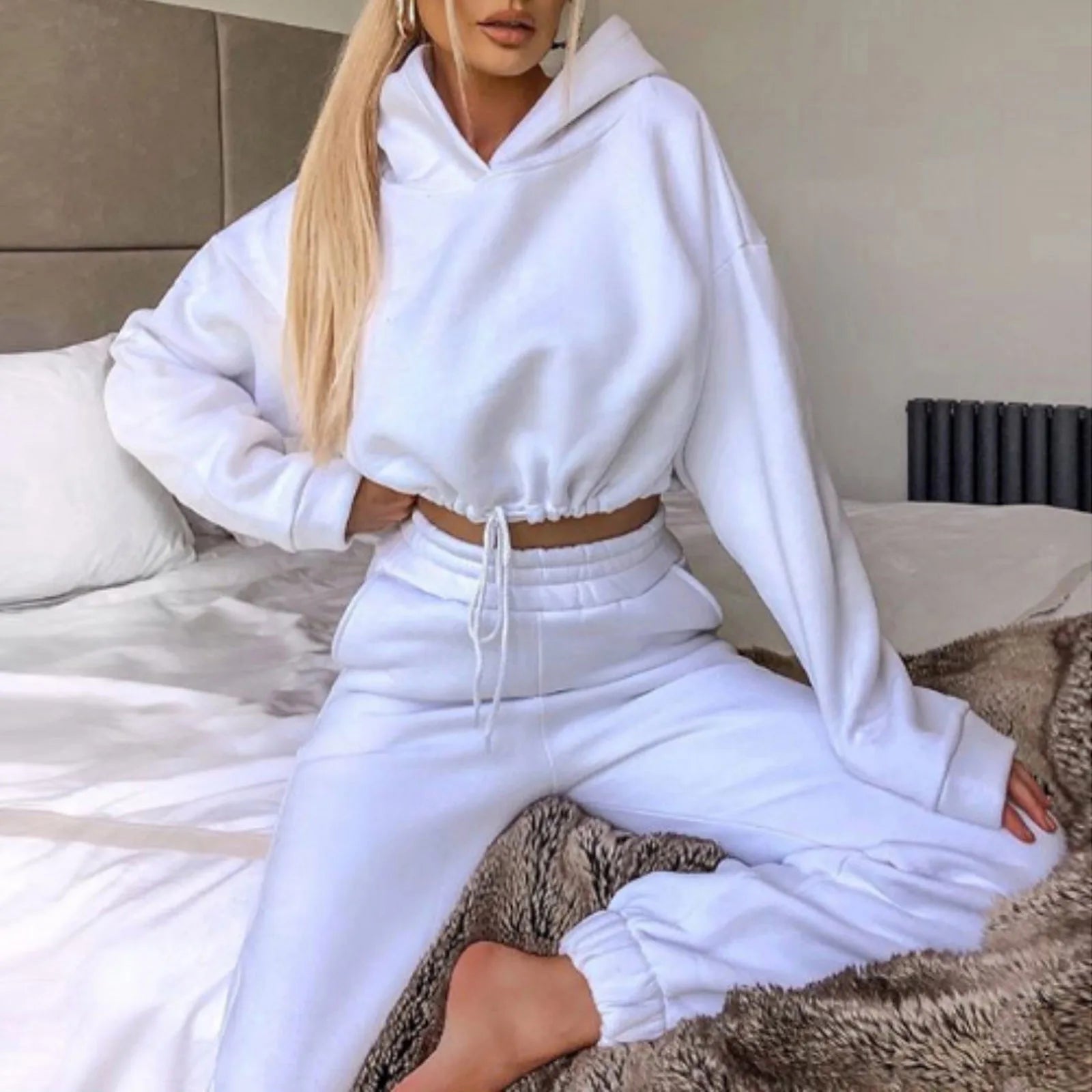 Fashion Trend Women's Wear, Long-sleeved Sports Casual Suit Waist Two-piece Set - Kimlud