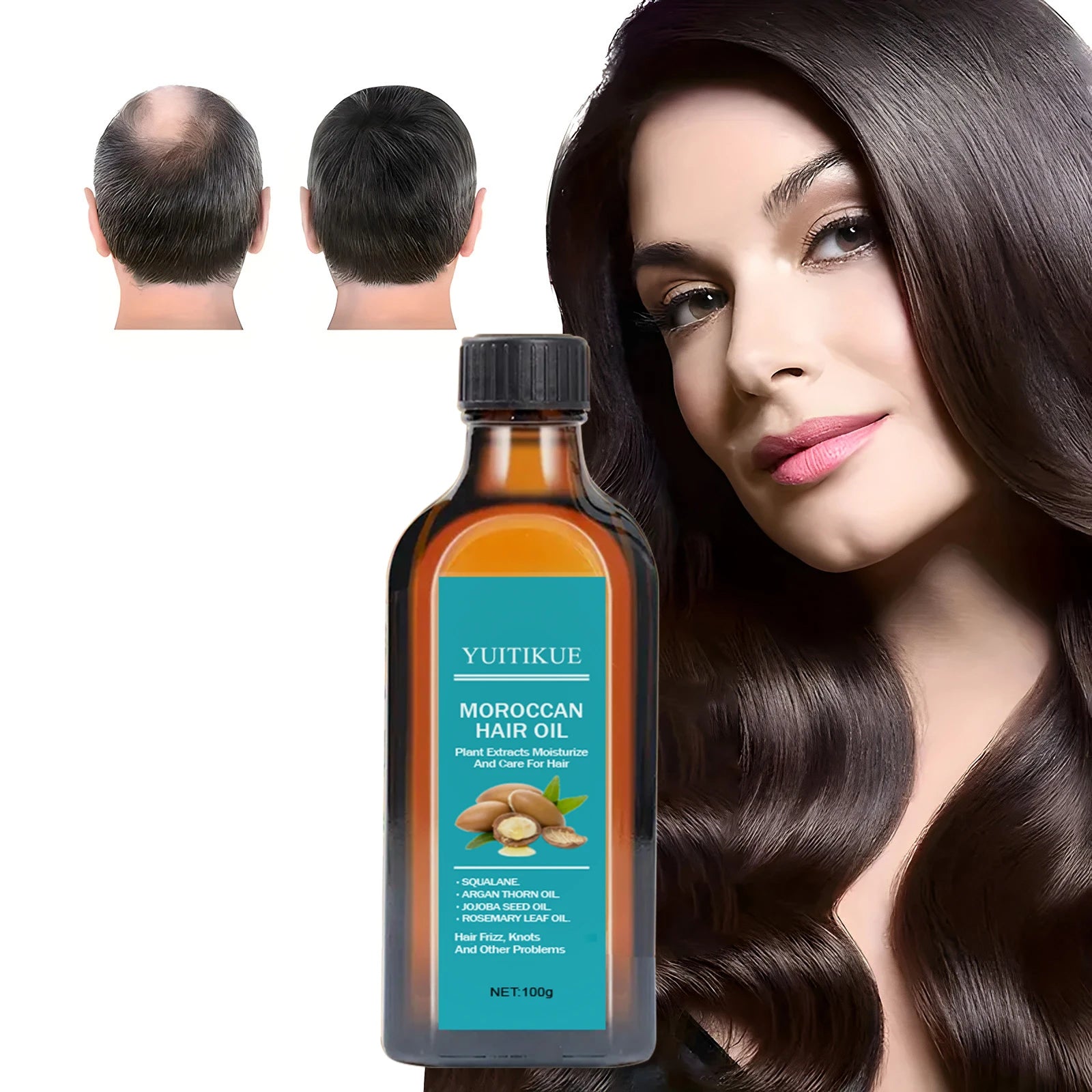 YUITIKUE Moroccan Argan Hair Oil - Repair Dry Frizzy Hair, Reduce Hair Loss, Promote Growth, 100g | Kimlud Mid Range Yuitikue