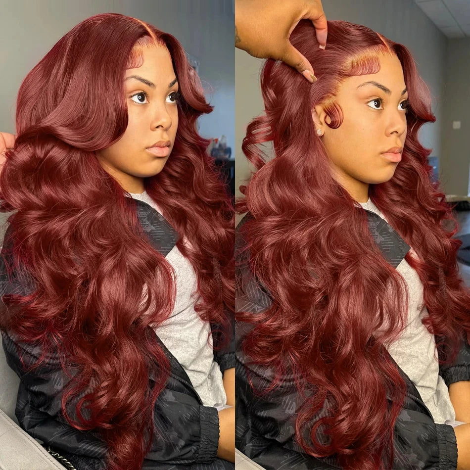 40 inch Reddish Brown HD Lace Front Human Hair Wig PrePlucked 13x4 Colored Human Hair 13x6 Lace Front Wigs Body Wave Wig 4x4 5x5 - Kimlud