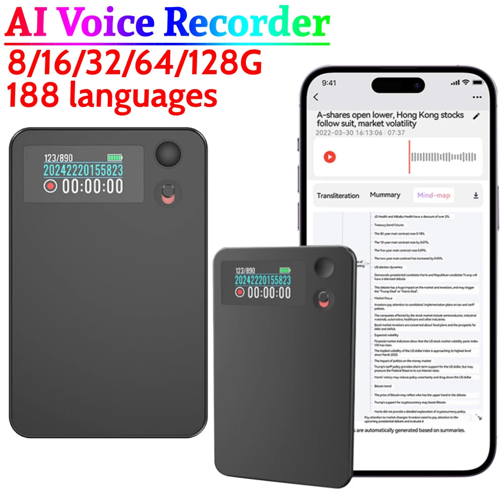 ChatGPT AI Voice Recorder APP Control AI Record Translation Device LED Indicator Intelligent Voice Recorder for Business Travel
