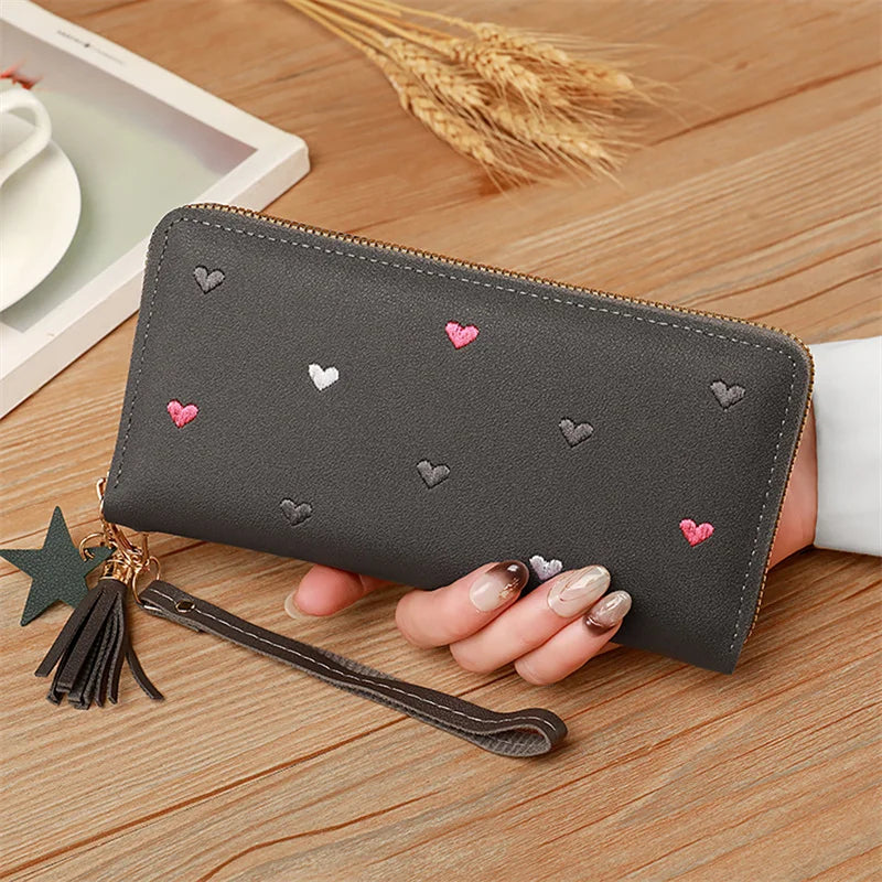 Women Long Wallets Purses Luxury Love Heart Wallets for Ladies Girl Money Pocket Card Holder Female Wallets Phone Clutch Bag