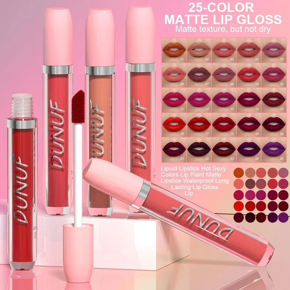 25 Color Velvet Matte Lipstick Liquid Waterproof Sexy Red Matte Lip Glaze Non-Stick Halloween Makeup Not Easy To Fade...