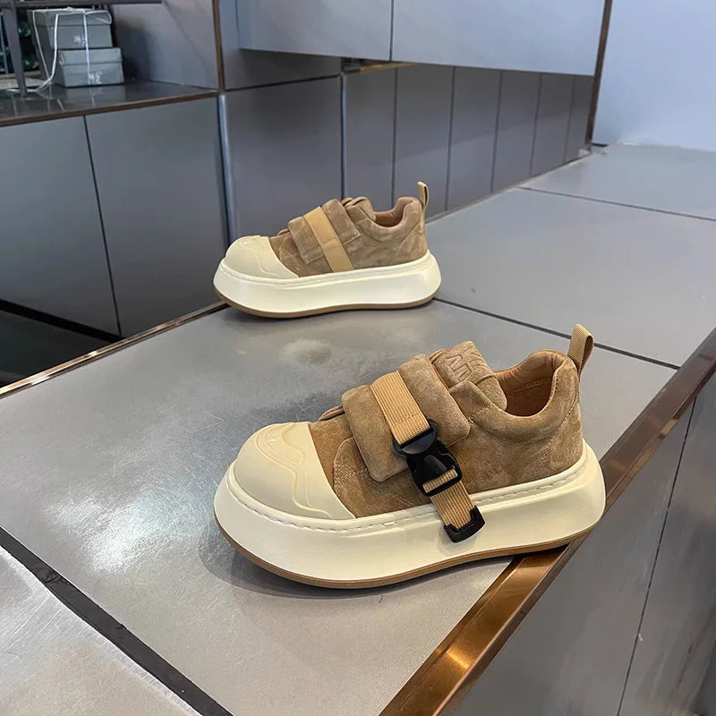 High Quality Men Height Increasing Platform Sneakers New Fashion Air Cushion Men Leather Casual Shoes Versatile Vulcanized Shoes