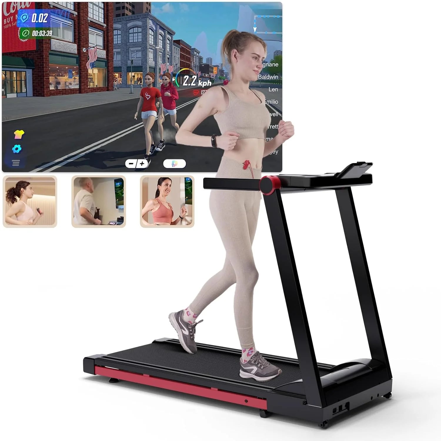 3.5HP Foldable Treadmill 350lbs Adjustable 6% Incline Walkingpad for Home/Office LCD APP Data Treadmills 10MPH Exercise Machine - Kimlud