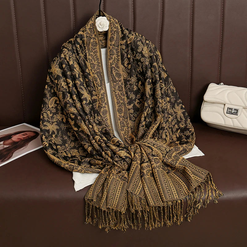 Luxury Brand Autumn Cashmere Pashmina Shawl Lady Wrap Warm Winter Scarves Design Print Female Foulard Cotton Stoles...