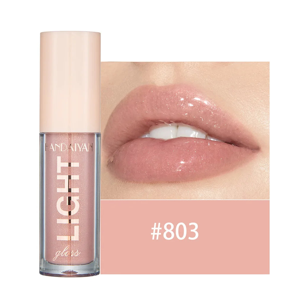 Handaiyan Lip Gloss Transparent Plump Glitter Jelly Mirror Lipstick Liquid Waterproof Moisturize Oil Lipgloss Clear Makeup