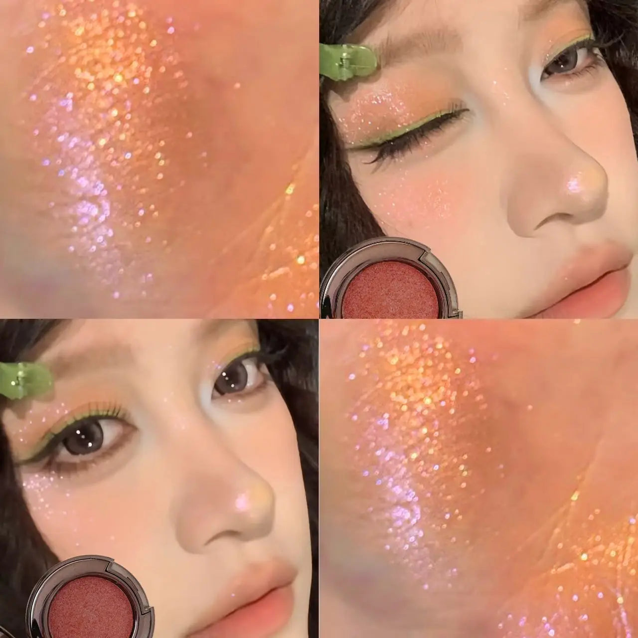 Metallic Glitter Smoked Green Eyeshadow Cream Chameleon Blue Sparkling Shimmer Highlighter Eyeshadow Palette Eye Shadow...