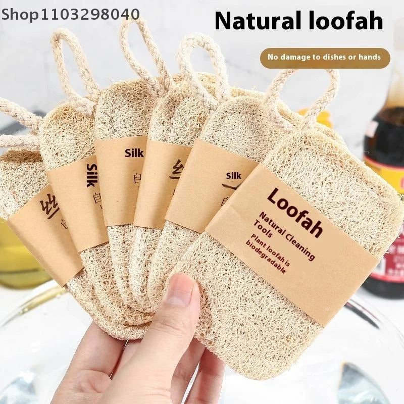 6-Pack Natural Loofah Sponge For Dishes, Pots, And Oil Stain Cleaning – Kitchen Scrub Pad