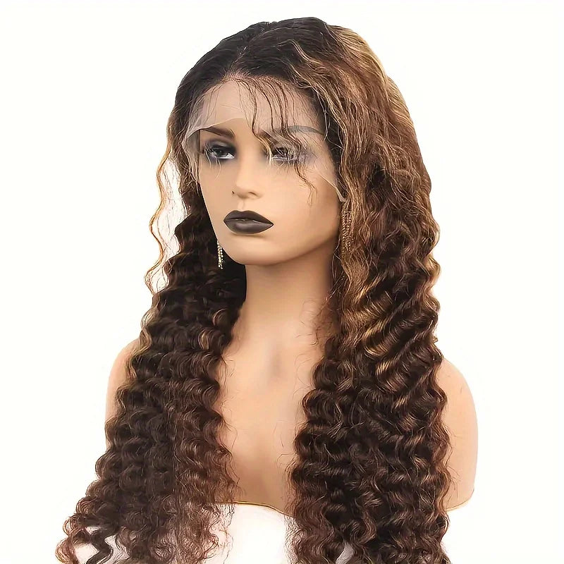 200% 13x4 Highlight Human Hair Wig Deep Wave Lace Front Wig For Women 13x4 Ombre Lace Frontal Wig Human Hair Free Part...