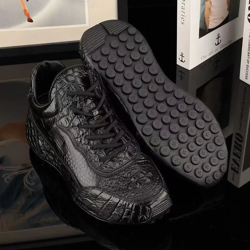 2025 new arrival Crocodile skin causal shoes men,male Genuine leather sneakers PDD620