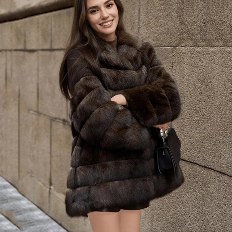 High Quality Fur Coat Imitation Mink Fur Women Fur Coat 2025 New Winter Thick Temperament Leisure Warm Hooded Women Fur Coat 627
