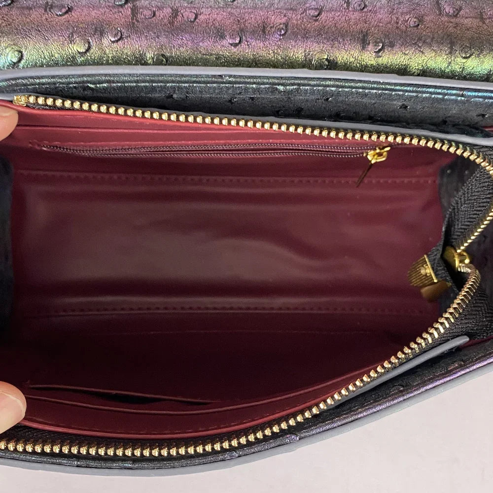 Advanced ostrich pattern diamond inlaid women's handbag new fashionable high-end shoulder crossbody bag | Kimlud Premium Bag