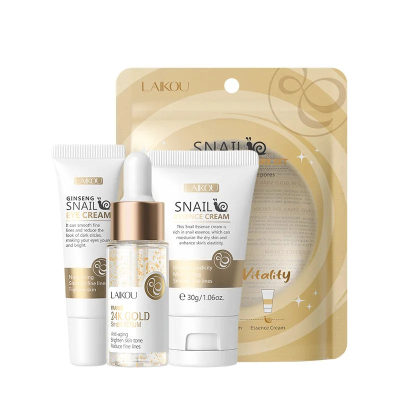 LAIKOU Vitamin C Skin Care Sets 3pcs Face Cream Serum Eye Cream Moisturizing Anti Wrinkles Facial Care Kit | Kimlud Mid...