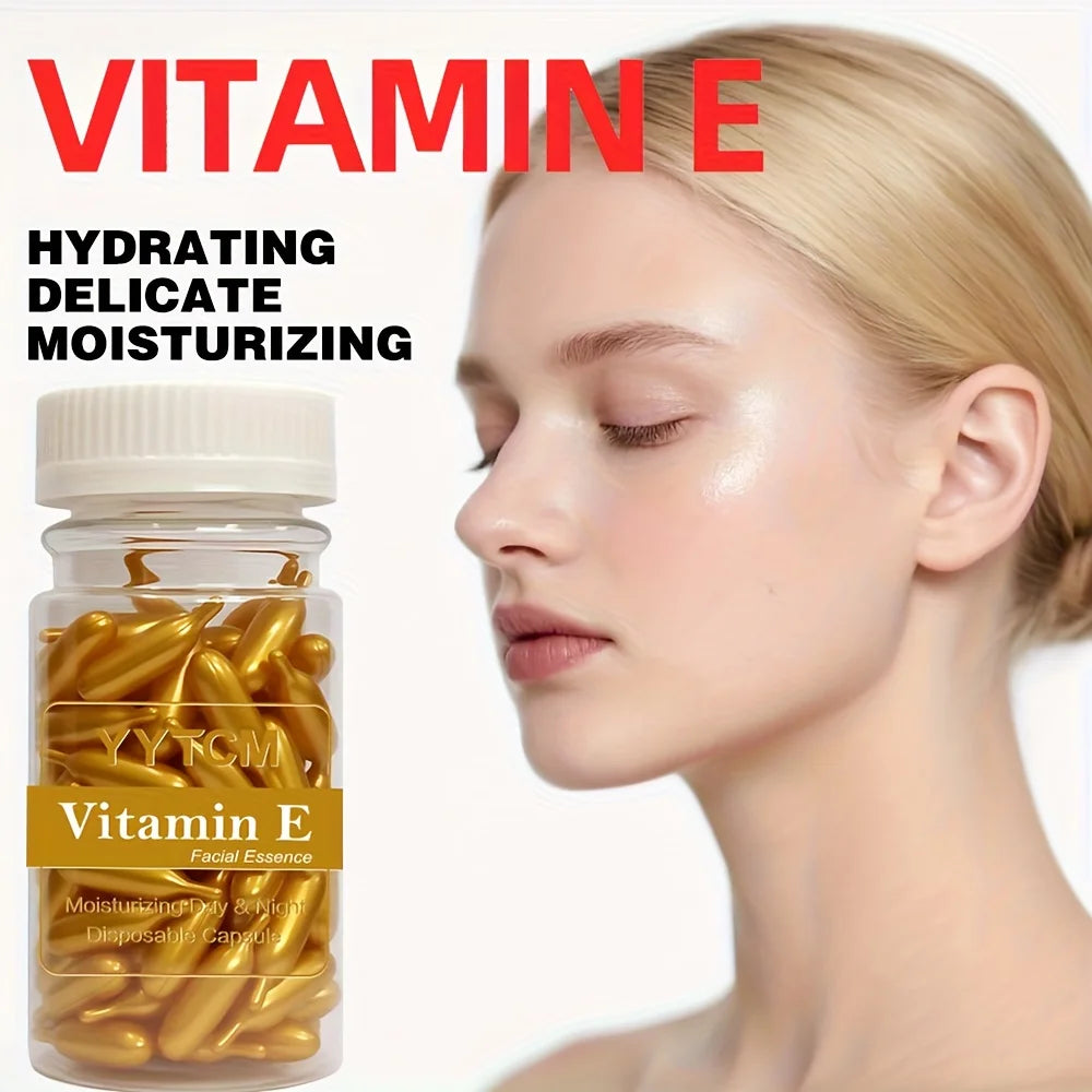 Vitamin E Serum Capsules, Single-Use Essence Capsules, Hydrating and Moisturizing Facial Skin, 90 Capsules/Bottle - 1 Bottle