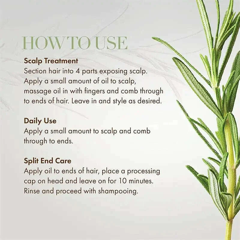 Hair Growth Essential Oil Rosemary Mint Hair Strengthening Oil Nourishing Treatment for Split Ends and Dry Organics Hair Care