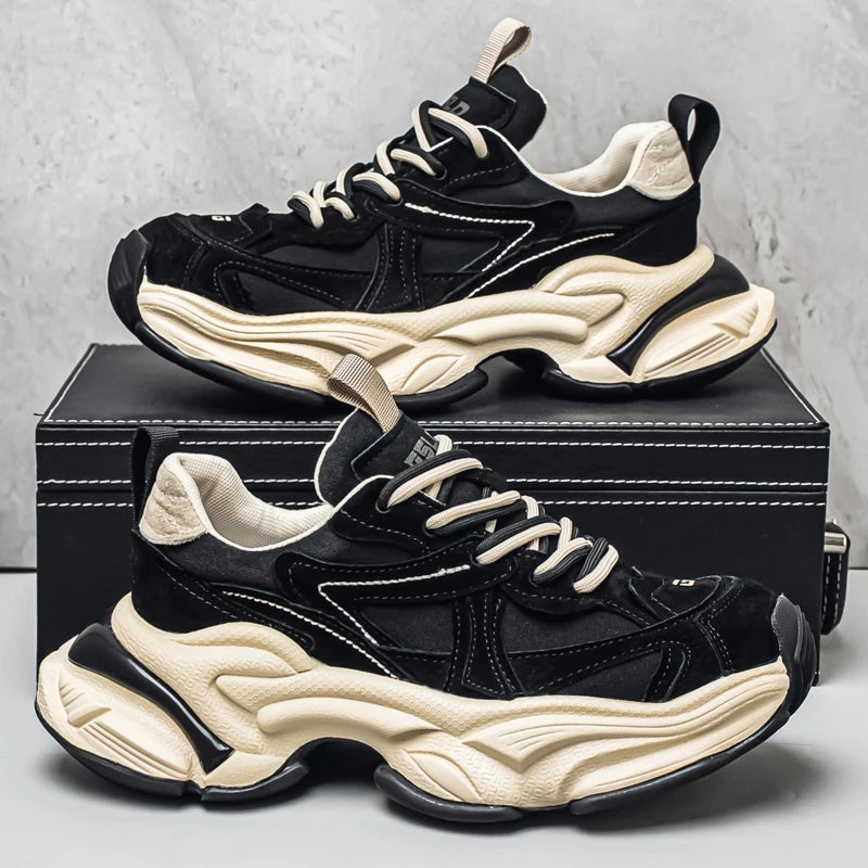 Lacing up Men's and Women's Couple Sport Shoes 2025 Thick Sole Luxury Design Casual Retro Dirty Casual Sneakers Breathable Upper - Kimlud