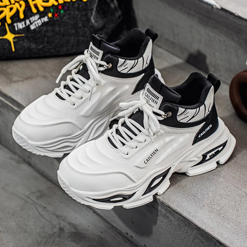 Mens Running Shoes New High Top All Season Street Trendy Wear-resistant Thick Sole Casual Sneakers Original Sports Shoes for Men