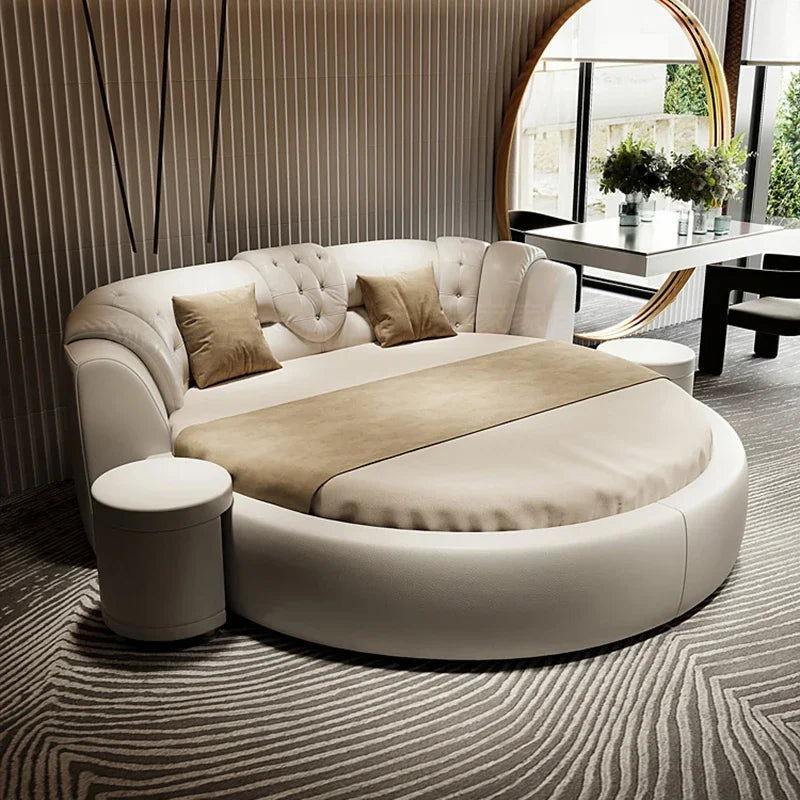 European Style Large Double Bed Round Modern Minimalist Princess Double Bed Luxury Human Camas De Dormitorio Bedroom...