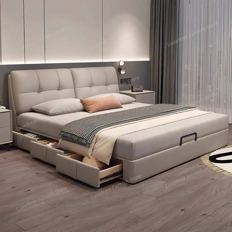 Barrier Accessories Double Bed Mattresses Stuff Luxury Bedroom Double Bed Headboards Loft Letto Matrimoniale Furniture Home