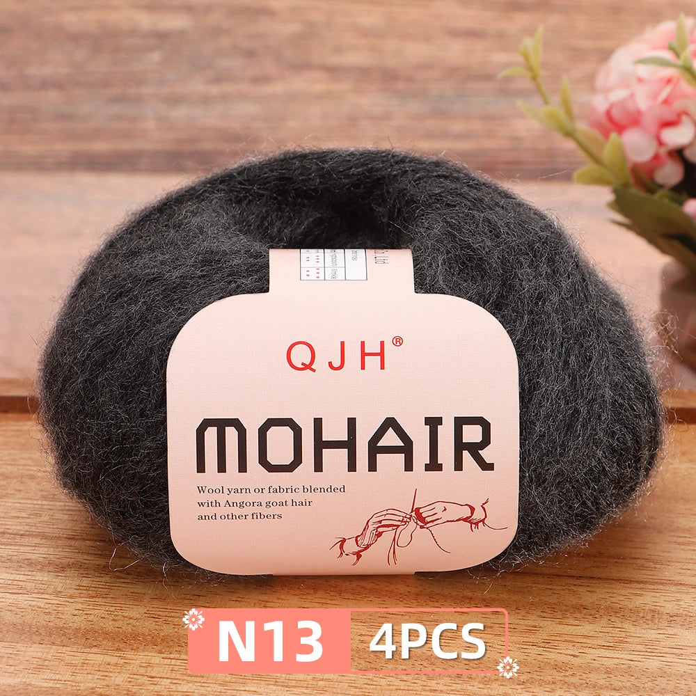 4PCS Multi Color Luxury Mohair Yarn for DIY Knitting & Crochet - Weave Scarves, Shawls,Sweaters,Hats,Shoes...