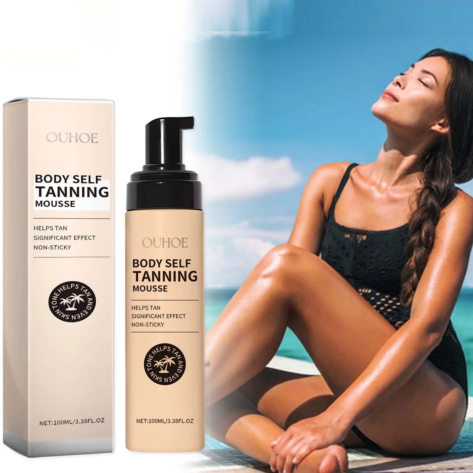 Body Self Tanning Mousse Fake Tan Bronze Skin Quick Natural Tanning Mousse Body Bronzer Sunless Self Tanner Face Body Outdoor