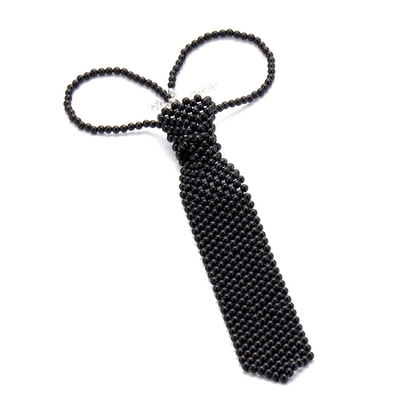 Popular pearl tie fashion trend style boys and girls temperament clothing pure handmade beaded bow tie