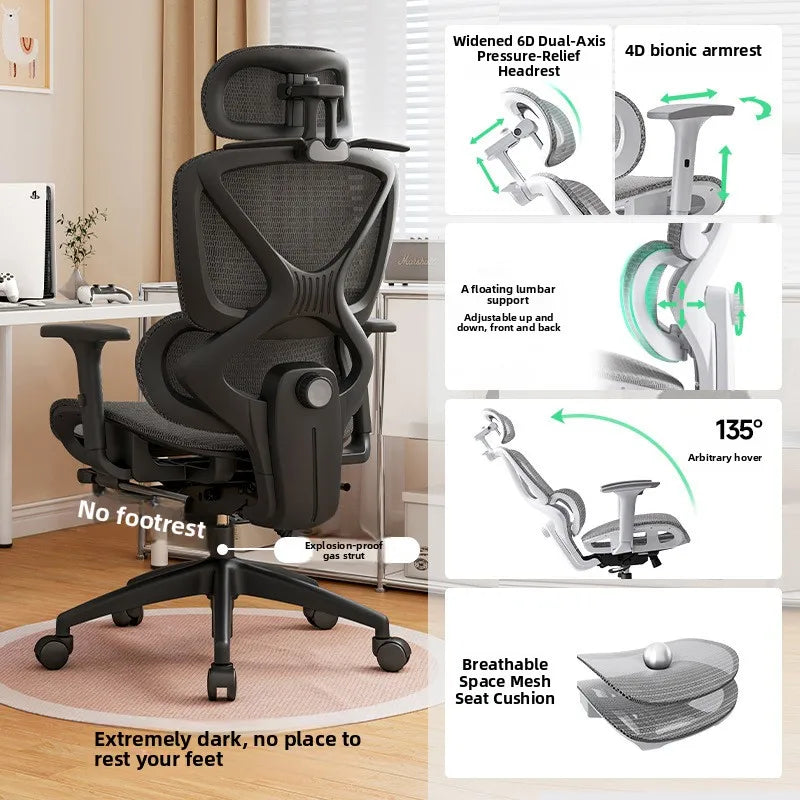 Ergonomic Office Chair with Adjustable Lumbar Support Breathable Reclining Desk Chair for Home Long Sitting Sturdy &...