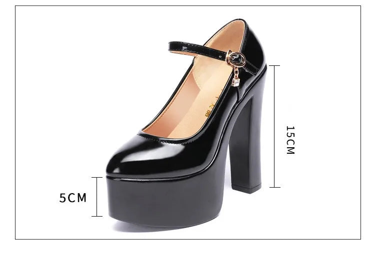 15cm Small Size 32-43 Sexy Extreme Block High Heels Shoes for Dress Model Party Wedding 2025 Shallow Thick Bottom Platform Pumps