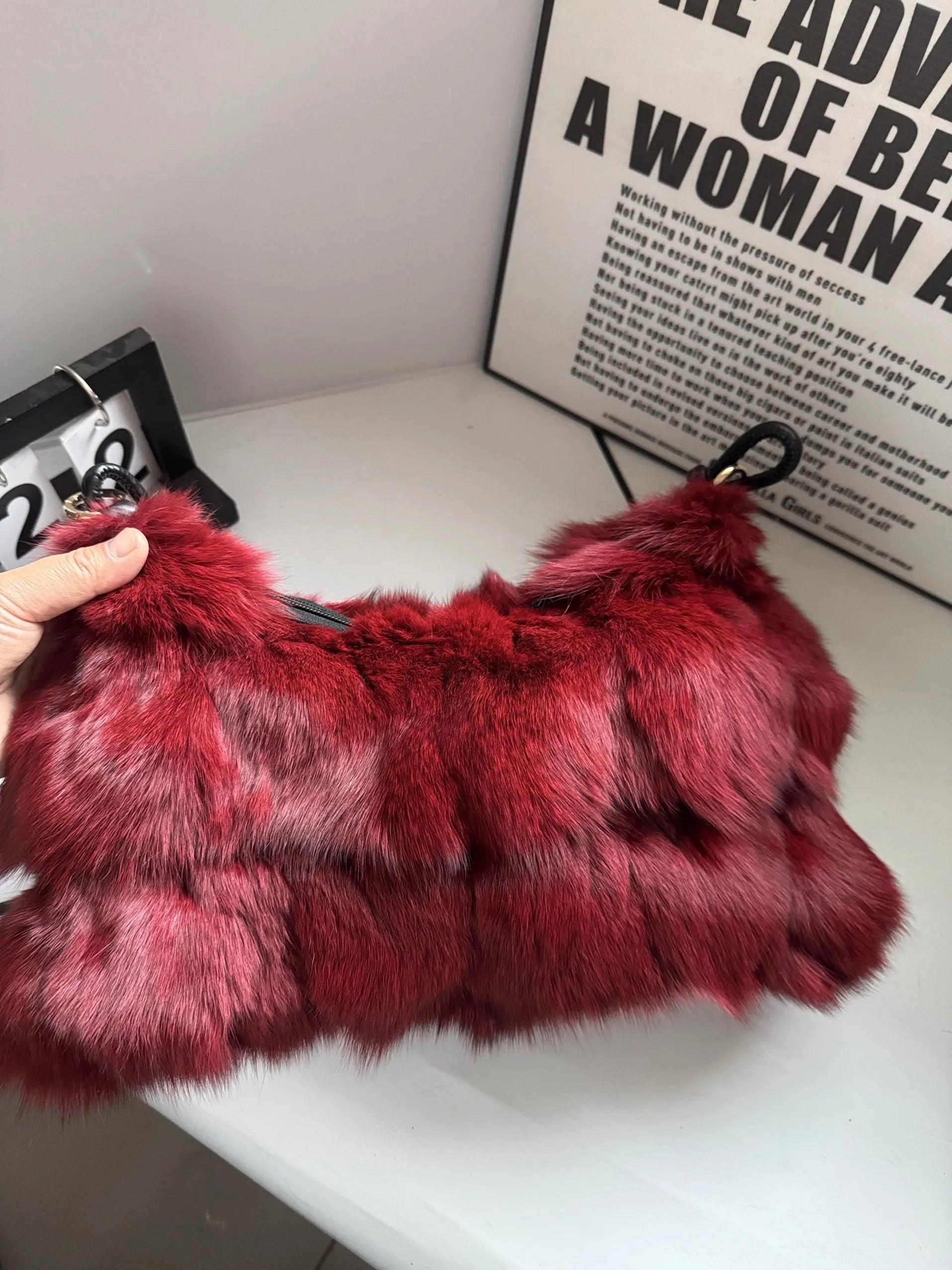 Winter Fox Fur Bag Women's Bag Fashion Handbag Ladies Bags Purses Women Shoulder Bag Real Silver Fox Fur Messenger Bags