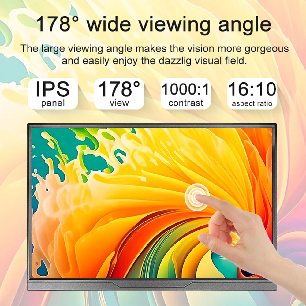 14inch Portable Monitor Touch Ultra-thin 1200P IPS USB-C HDMI External Second Screen for Laptop PC Cell Phone Switch PS4/5 Xbox - Kimlud