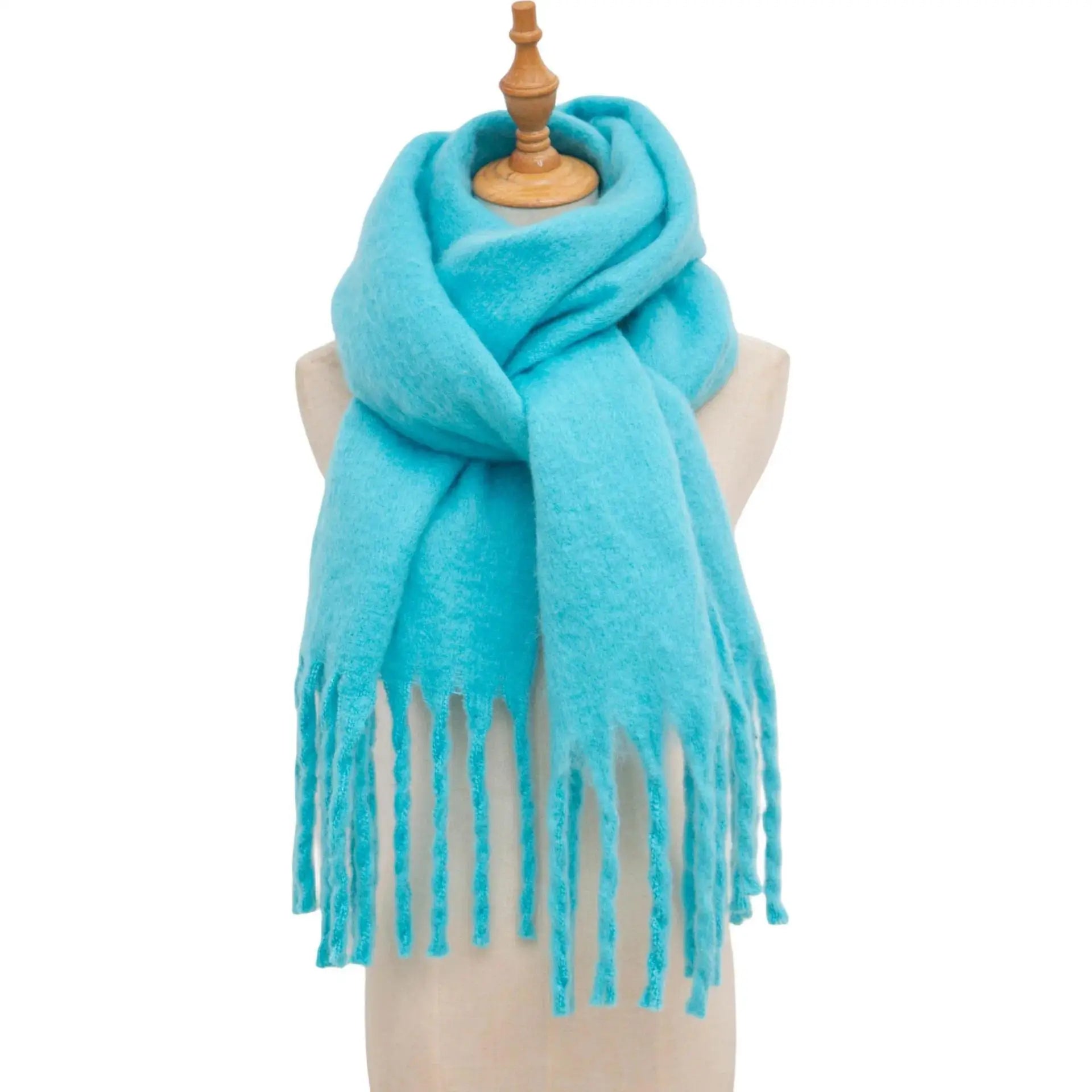 2025 Women Scarf Winter Warm Thick Shawl Wraps Fashion Solid Color Pashmina Scarves Long Tassel Hijab Stoles Bufanda Cashmere - Kimlud