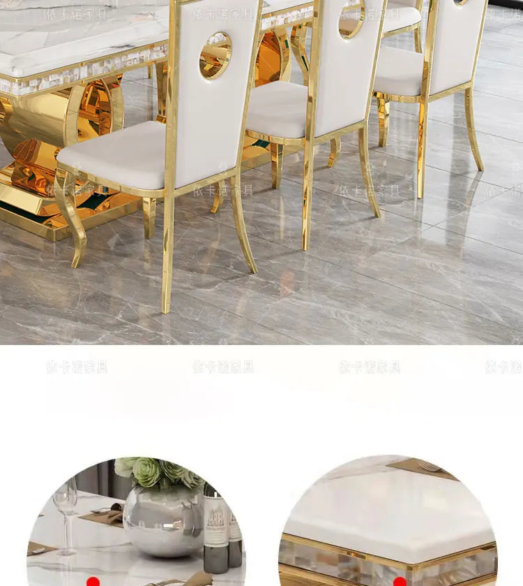 Kitchen Marble Dining Table Restaurant Side Chairs Living Room Study Dining Table Writing Office Muebles Commercial Furniture - Kimlud