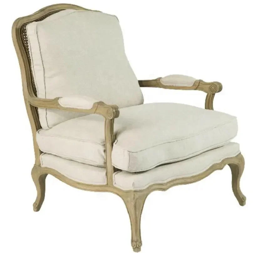 French farmhouse antique wooden armchair lounge living room furniture with stool accent chair - Kimlud