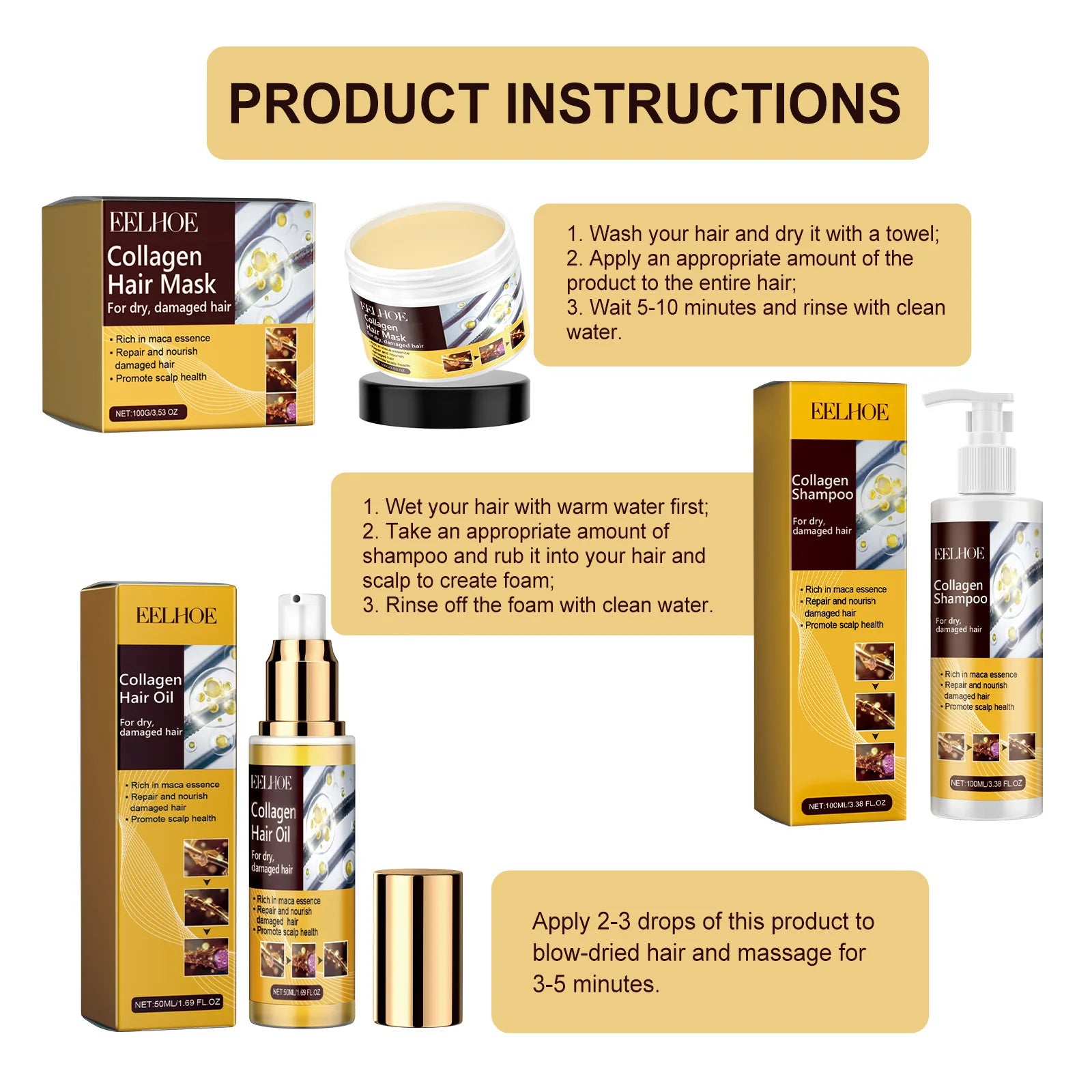 Collagen Keratin Hair Mask Oil Control Moisturizer Hair Soft Smooth Frizz Damaged Repair Revitalize Protein Correction Cream