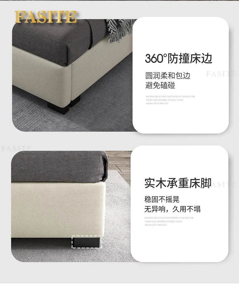 Premium High-quality New Arrival Technology Fabric Bed Small Unit, Master Bedroom, Large Bed, Light Luxury Nordic Fabric Bed