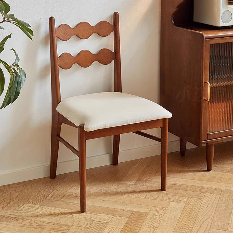 Solid Wood Dining Chair Household French Makeup Soft Bag Armrest Chair Light Luxury Balcony Backrest Silla Comedor Furniture - Kimlud