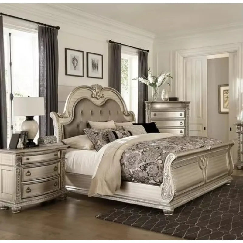 Luxury Classic Custom Size Bedroom Hotel Furniture Dubai Queen King Size Beds Set Qatar - Kimlud