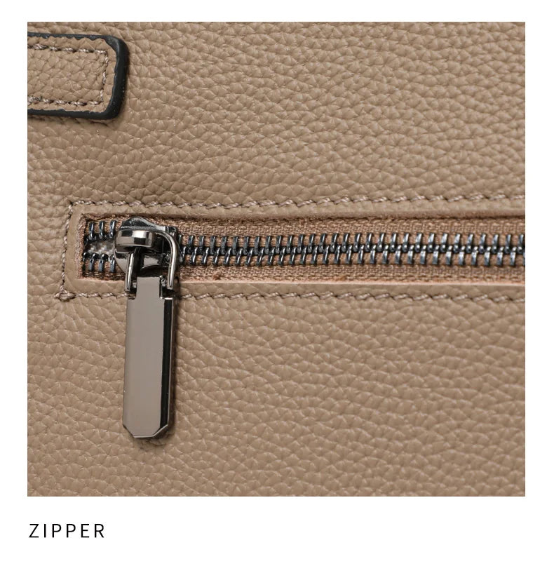Minimalist Litchi Grain Cow Leather Tote Bag Ladies Metal Decor Top Handle Handbag Adjustable Strap Daily Shoulder Purse...