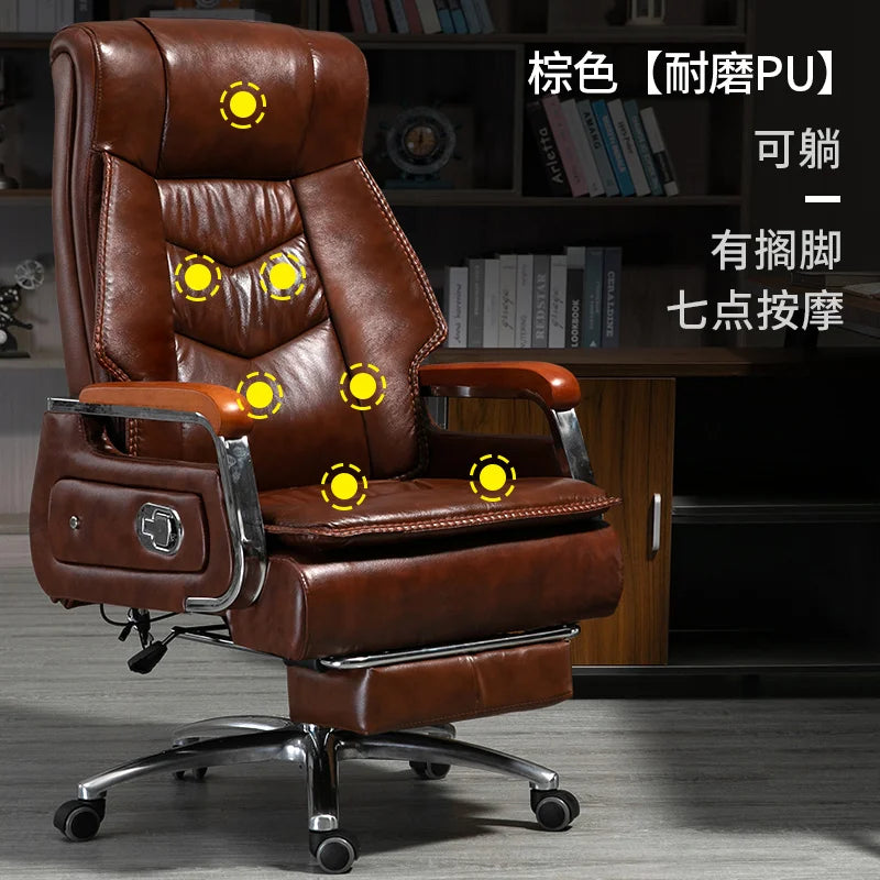 Swivel Office Chair Recliner Vintage Leather Study Arm Office Chair Ergonomic Luxury Cadeira Para Computador Furniture Home