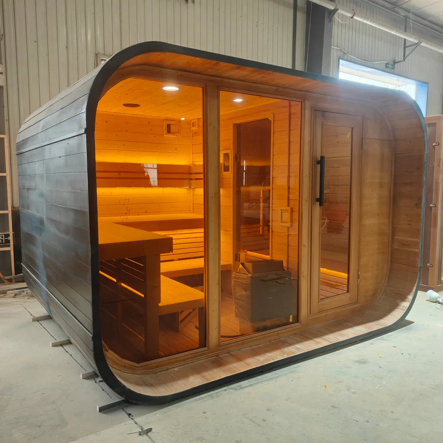 Canadian red cedar cube outdoor sauna for home traditional wooden sauna - Kimlud